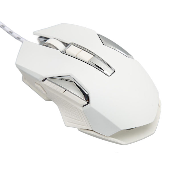 RGB Gaming Mouse Multifunktion Ergonomisk 7200 DPI trådbunden optisk spelmus med programmerbara knappar och bakgrundsbelysningsläge Vit