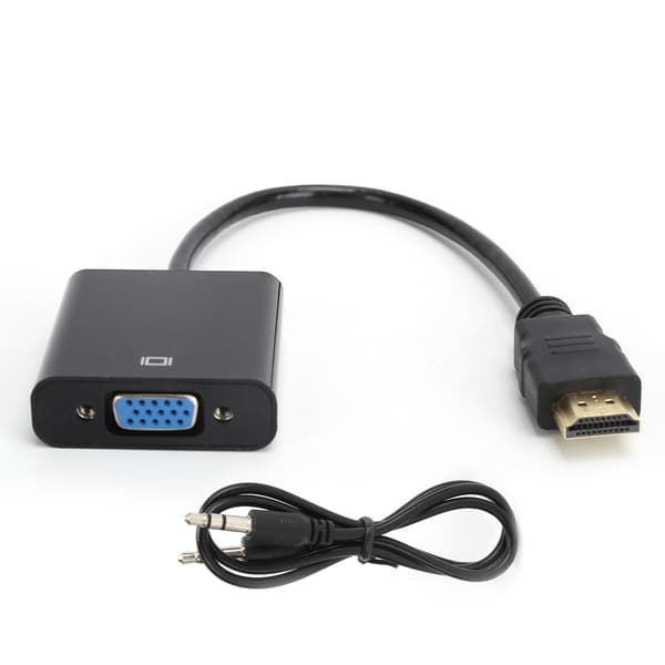 HDMI til VGA Konverter Kabel med 3,5 mm Audio til Chromebook Raspberry Pi Xbox Sort