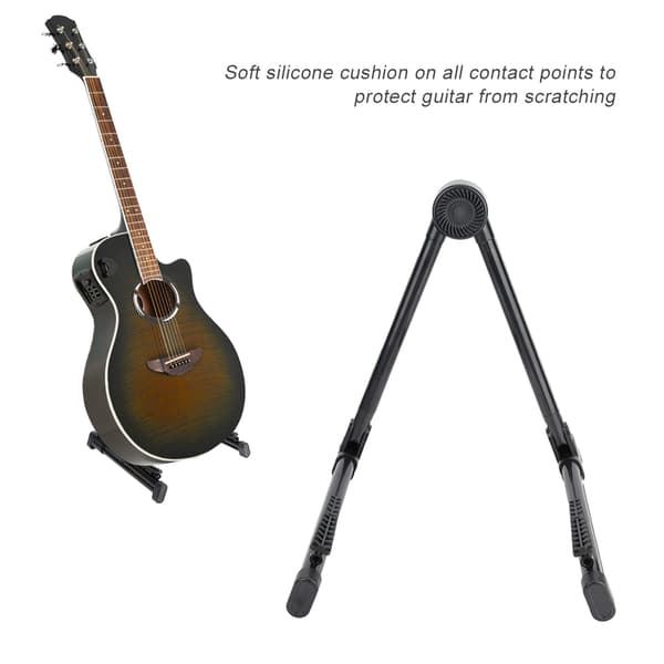 Bärbart hopfällbart A-ram universellt stativ för akustiska klassiska gitarrer