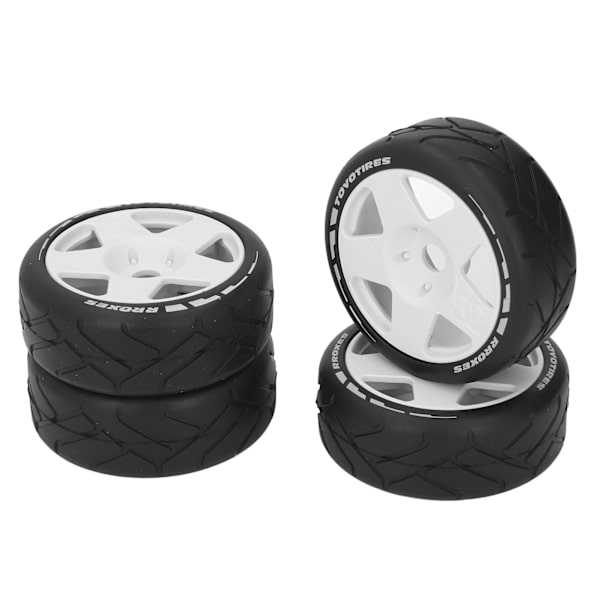 4 st 1/8 GT RC-hjul med starkt grepp, vägbana-racingdäck, slitstarka väghjul med 17 mm adapter, vita