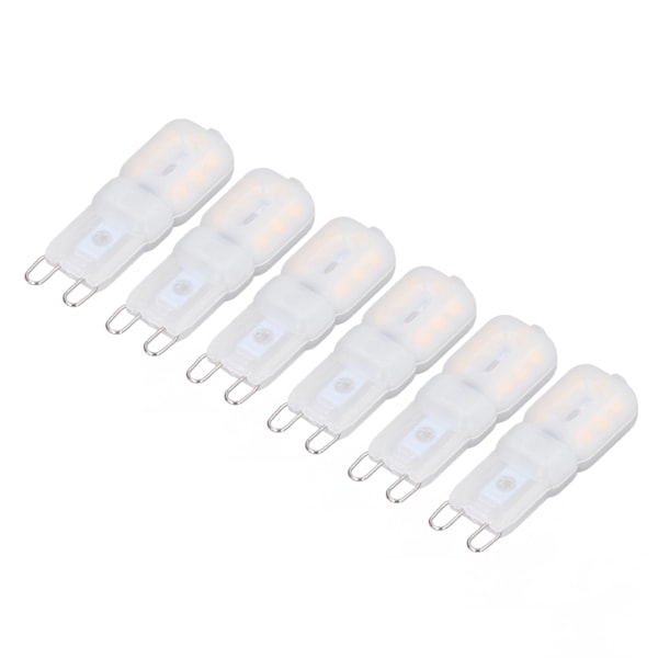 6 st G9 LED-lampor Dimbara 3W Energisparande 360 Graders Ljuslampa för Taklampor och Pendellampor Varm Vit 220-240V