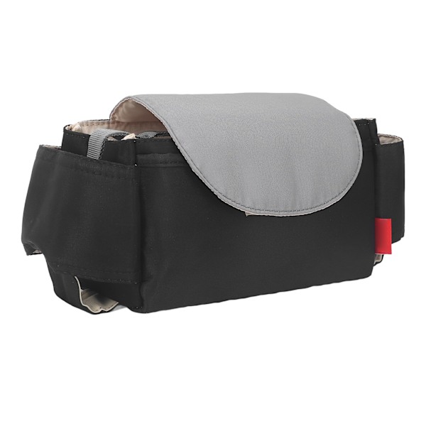Babyvognpose i vanntett nylon med flere lommer, enkel og slitesterk, bleiepose for barneseng, vegg, bord, svart