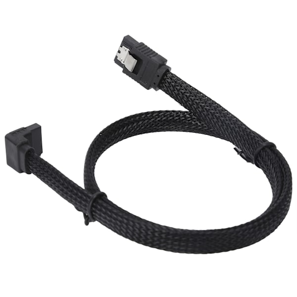 Seriell ATA-kabel 7P albueharddisk Datakabel Seriell ATA3.0-adapter med farget mesh-linjestil Svart (albue)