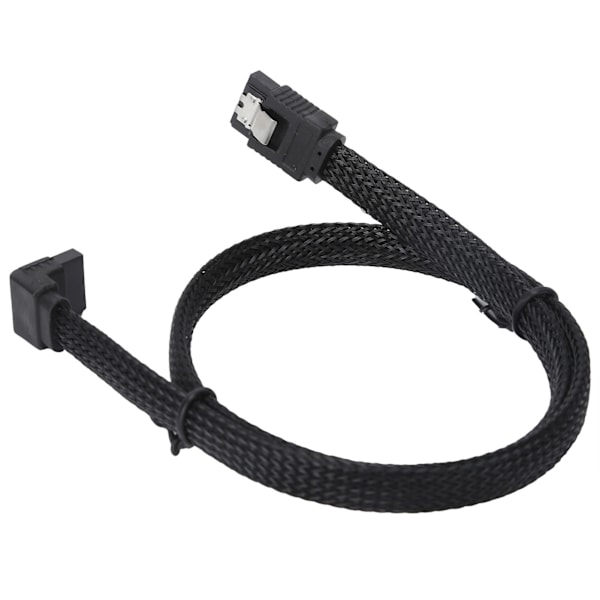 Seriell ATA-kabel 7P Armbåge Hårddisk Datakabel Seriell ATA3.0-adapter med färgad Mesh Line Style Svart (armbåge)