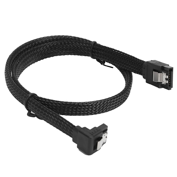 Serial ATA Cable 7P Elbow Hard Disk Data Cable Serial ATA3.0 Adapter Colored Mesh Line StyleBlack (kyynärpää)