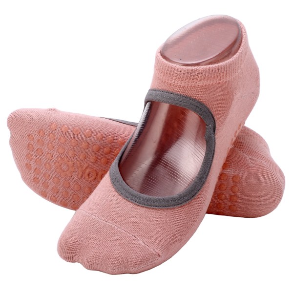 1 par/sett Pustende kvinner Pilates sokker Anti Slip Ryggløse Yoga Sokker for Fitness SportsPink