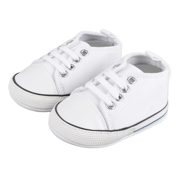 12 cm Baby Canvas Skor med Halksäkra Sulor Mjuk Foder Toddler Casual Skor för Utomhus Vit