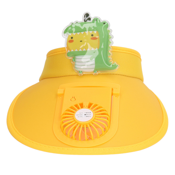 Lasten kesäaurinkohattu tuulettimella, söpö piirretty aurinkosuojaus, USB-lataus, viilentävä aurinkohattu, dinosaurus, violetti