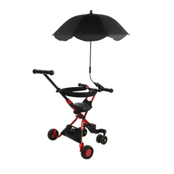 Babyvagnsparasoll UV-skydd 360 Grader Justerbar Automatisk Vattentät Bärbar Vagnsolskydd Svart