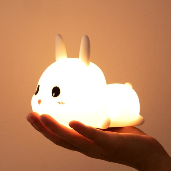 USB uppladdningsbar 7-färgs kaninnattlampa för barn med fjärrkontroll och justerbar ljusstyrka
