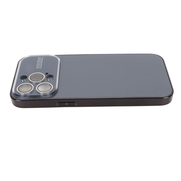 Elektroplettet telefoncover med stort vindue, linsebeskytter, stødsikkert, ridsefast, sort til iPhone 14 Pro