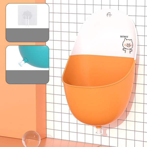 Baby Potta Lätt Bärbar Hopvikbar Praktisk Kapacitet PP TPR Cartoon Style Potträning Potta för Pojkar Orange Gris (med Krokar Vattenproppar)