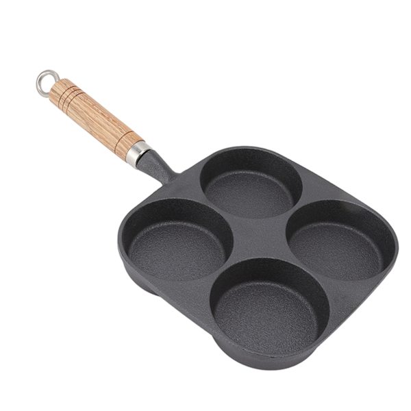 Egg Pan 4 Cup Egg Frying Pan med trehåndtak for frokostpannekaker Omeletter