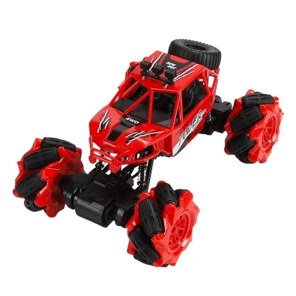 GroupM Fjernbetjent stuntbil kan rotere 360 ​​grader ved induktion, terrængående legetøjsbil (rød, dobbelt fjernbetjening)