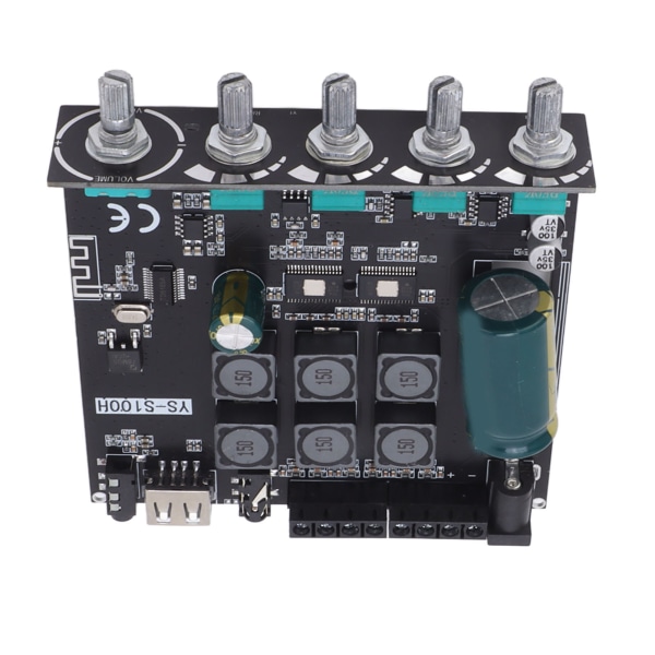2.1-kanals effektforstærkerkort Bluetooth stereolydforstærkermodul DC12‑24V 50Wx2+100W