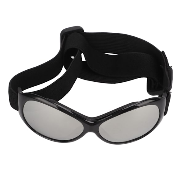 Kæledyrsbriller Hund Solbriller Vindtætte Hund Goggles Øjenbeskyttelse med Justerbar Rem Sort Sølv