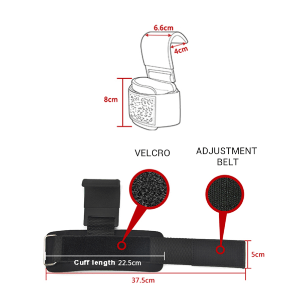 Vektløfterkrok Håndleddsstropp Heavy Duty stålkrok for vektløftetrening
