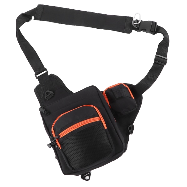 Polyester multifunksjonell fiskeutstyr Crossbody-veske med justerbare skulderstropper (svart)