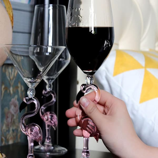 st holdbare vinglas i glas med flamingodesign 330 ml, delikate dekorative kopper