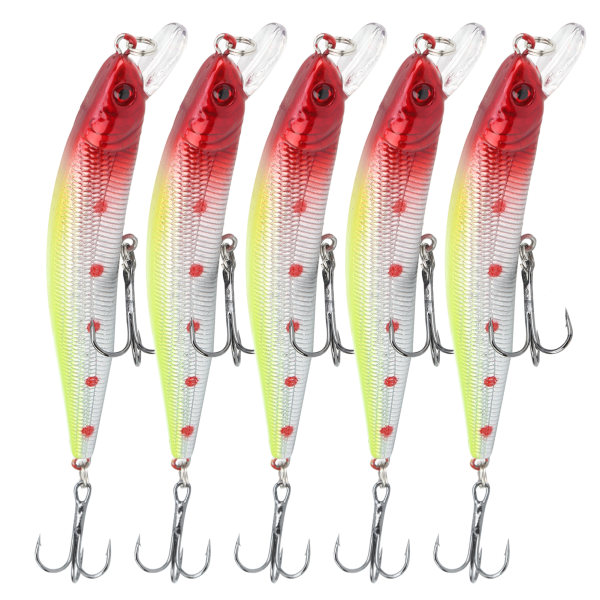 5 st artificiell simulering Minnow Long Shot lockbete med diskantkrok fisketillbehör3#