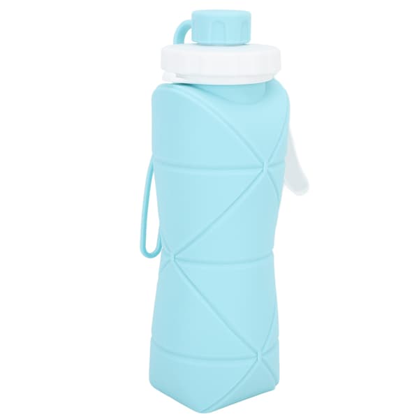 Silikon Hopfällbara Reseflaskor med Lock Läckagesäkra Mjuka Flexibla Vikbara Vattenflaskor för Gym Vandring Sport Blå 600ml