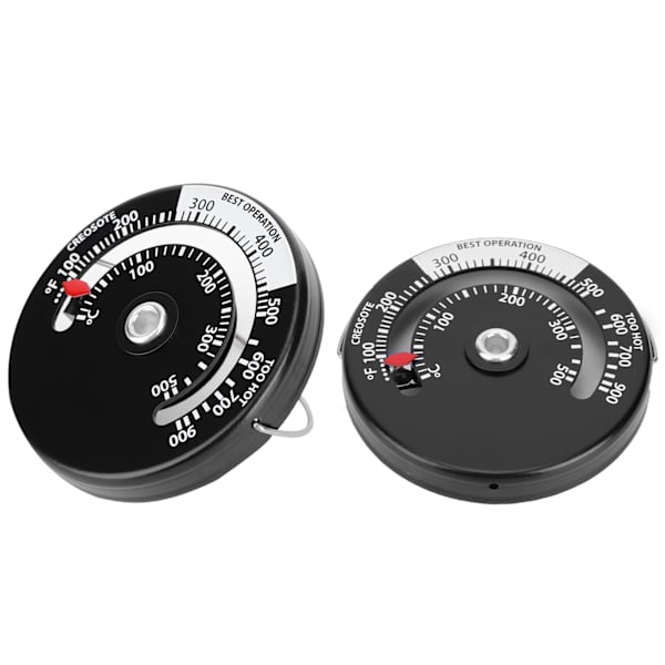 2 stk. magnetisk termometer pejs ovn temperaturmåler køkken temperaturmåler