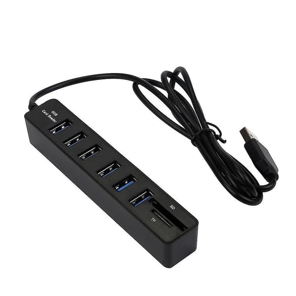 USB-hub 6-ports udvidelsesadapter USB 2.0-hub Multi-USB-splitter 2.0-hub USB-hub SD/TF-kortlæser til