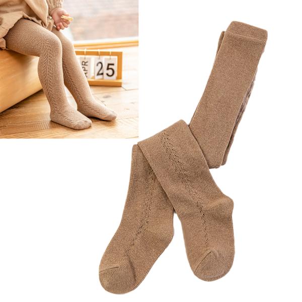 Baby Leggings Hollow Out Bekväma Mjuk Bomull Varm Andningsbar Elastisk Midja Khaki för Vår Sommar L (ca 3-5 år gamla)