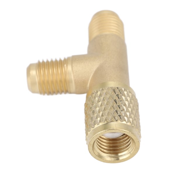 Snabbkoppling Tee Adapter med Ventilkärna Mässing 1/4in SAE Robust Struktur för R22 R12 R134