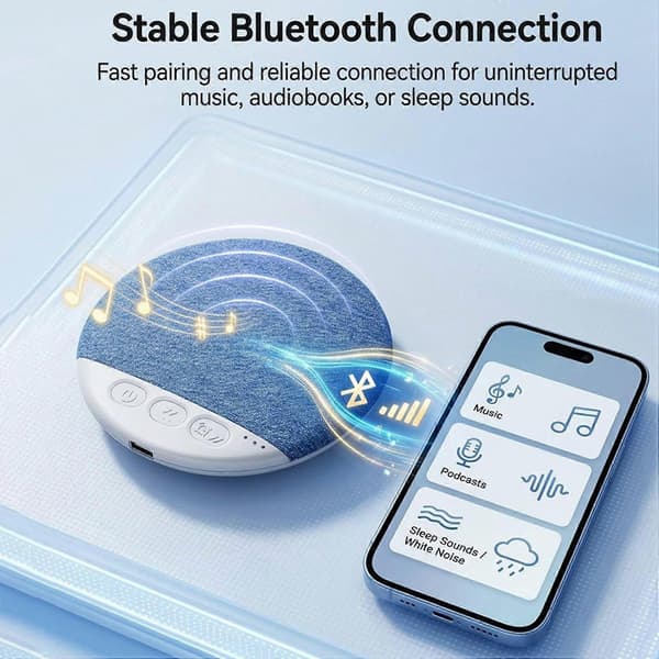 st högtalare för underkudden, Bluetooth 5.4 med timing, vitt brus, HiFi-stereoljud, ultratunt ljud för underkudden