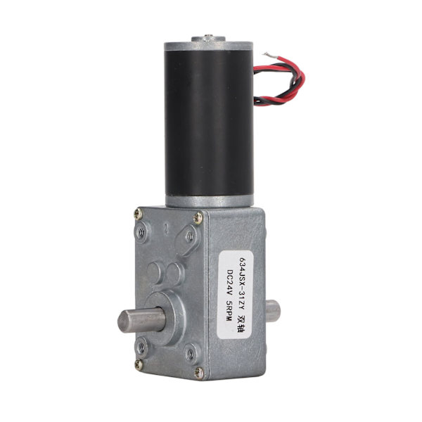 Växelmotor DC 24V Hastighetsreduktion Självlåsande Dubbelaxel Reversibel Snäckväxelmotor 5RPM