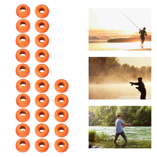 25 stk fluebindende wolframlegeringsperler rundt nymfehode Ball fiskeutstyr oransje (4,6 mm)
