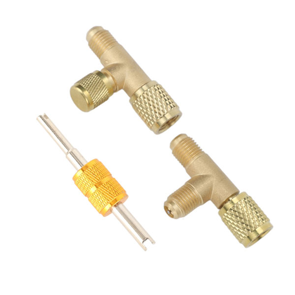 1/4in Ventilkjerne Messing T-adapter Hurtigkobling Adgang T-fittings til Vakuummåler R22 R12 R134 Kølemiddel