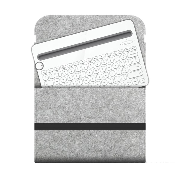 Tangentbordsförvaringsväska i kemisk fiber, rektangulär, dammtät tangentbordsväska med elastiskt bandage för utomhusbruk, 87 tangenter, ljusgrå