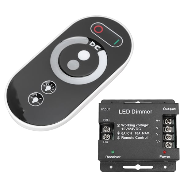Langaton LED-himmennin RF-kosketus LED-valon ohjain Kaukosäätimen himmenninohjain DC 12V 24V LED-nauhalle