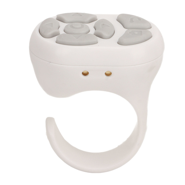 Fjernbetjening Scrolling Ring Bluetooth APP Side Vender Kamera Fjernudløser Selfie Knap med Opladningsetui til Mobiltelefon Hvid