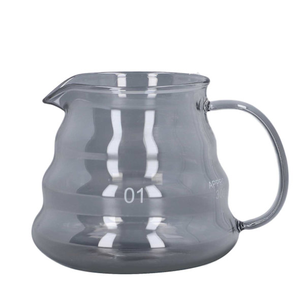 Galvaniserad grå kaffekanna i högborosilikatglas, handkaffekanna för hem och butik, 300 ml