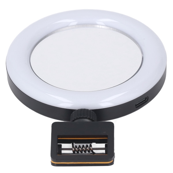 Selfie Ring Light Clip på telefon Ring Light med spegel 3 färger justerbar 5 nivåer ljusstyrka USB laddning Video Fill Light