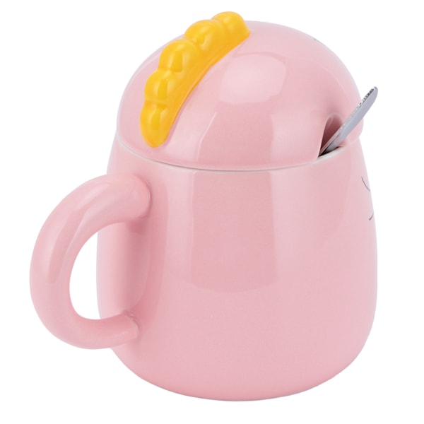 450 ml söt keramisk kopp med lock sked vattenkopp kaffemugg flickgåva för hemmakontor rosa lycklig