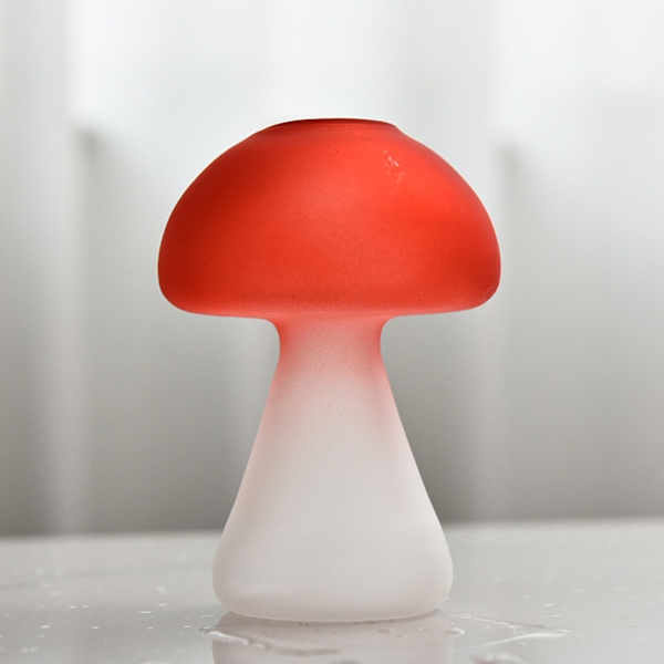 Frostig svampvas i färgat transparent glas, hydroponisk vas, heminredning, aromaterapiflaska