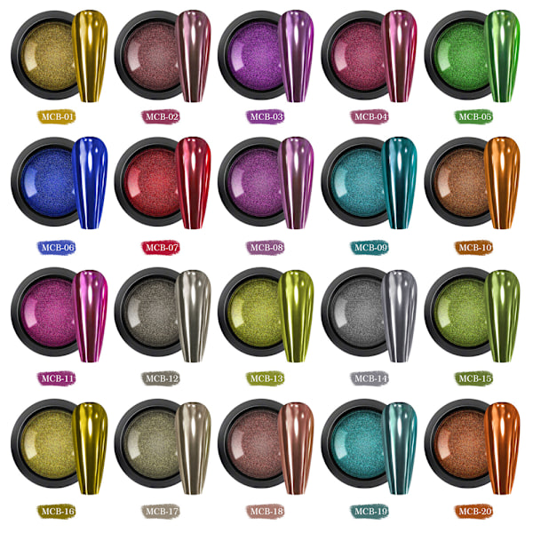 Titanspeilpulver, speilpulver, ren farge galvanisering magisk speilpulver negl glitter MCB19 MCB19