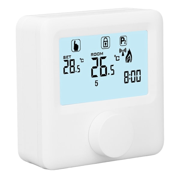 Digital temperaturregulator LCD-skærm Programmerbar termostat til kedel Hvid 30‑230VDC