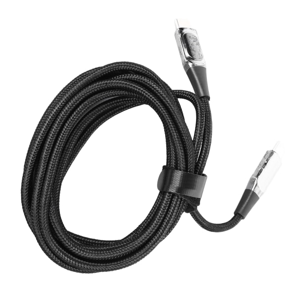 100W USB C til USB C-kabel Hurtigladekabel USB C-laderkabel med digital skjerm for telefoner Nettbrett Bærbare datamaskiner 2M svart