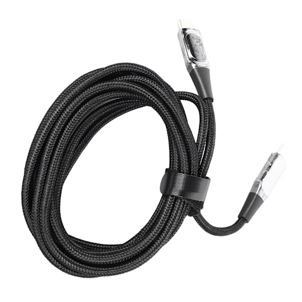 100W USB C till USB C-kabel Snabbladdningskabel USB C-laddarkabel med digital display för telefoner Surfplattor Bärbara datorer 2M Svart