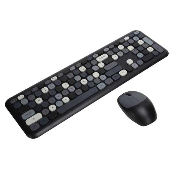 Trådløst tastatur og mus sæt 2.4G 110 taster computertilbehør sort grå