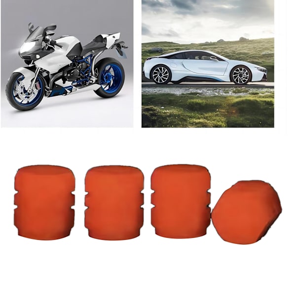 Självlysande Däckventilkåpa Fluorescerande Nattlysande Luftmunstycke Däckventilstamsskydd för Bil Cykel Motorcykel Ljus Röd