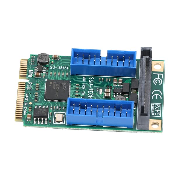 Mini PCIe til USB 3.0 Front Ekspansjonskort Dobbel 19PIN 10313 Kompatibel med Windows XP Vista 7 8 10 2003 Linux
