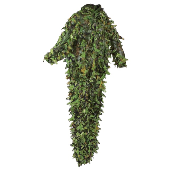 Grøn Vild Camouflage Ghillie Suit 3D Bladjakker og Bukser Sæt Tøj til Jagt