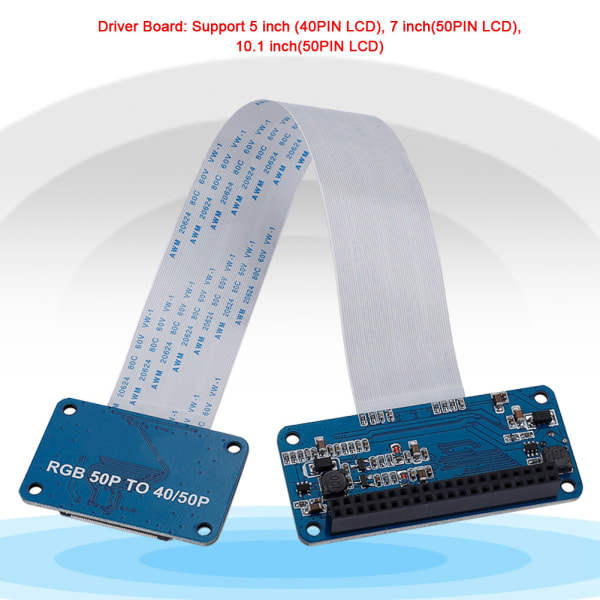 RGB LCD ohjainkorttisarja DPI-ajuri 50Pin - 40Pin Adapter Board Raspberry Pi:lle