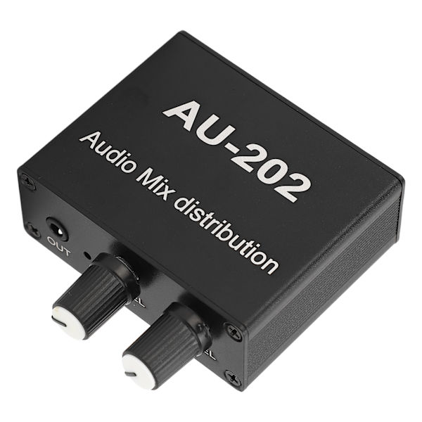 Stereo Mixer Audio Distributor 2 Input 2 Output 3,5 mm Jack Plug and Play Aluminiumlegering Audio Mix Forstärkare